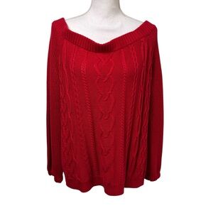 SOHO New York and Company Jeans Women's Red Cable Knit Sweater XL